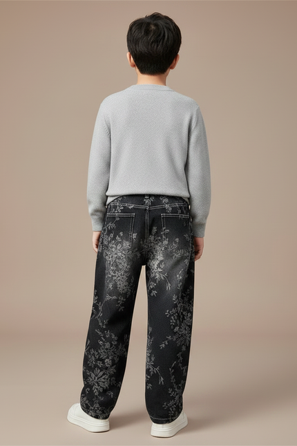 Pantalon Noir Fleuri - Jean - vue 2