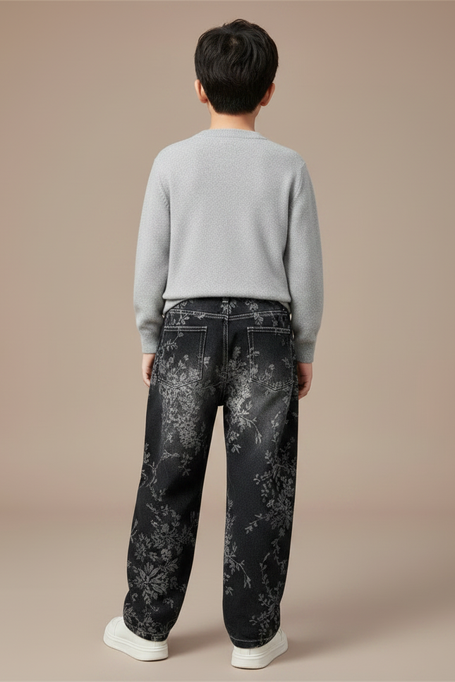 Pantalon Noir Fleuri - Jean - vue 2