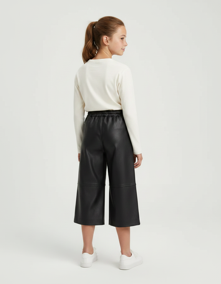 Pantalon Cuir Noir Large - Simili cuir - vue 2