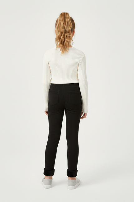 Pantalon Noir Chaud Doublé Polaire Fille - Molleton - vue 2