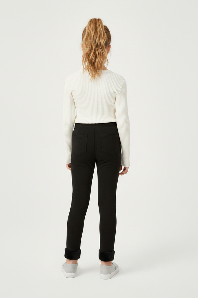 Pantalon Noir Chaud Doublé Polaire Fille - Molleton - vue 2