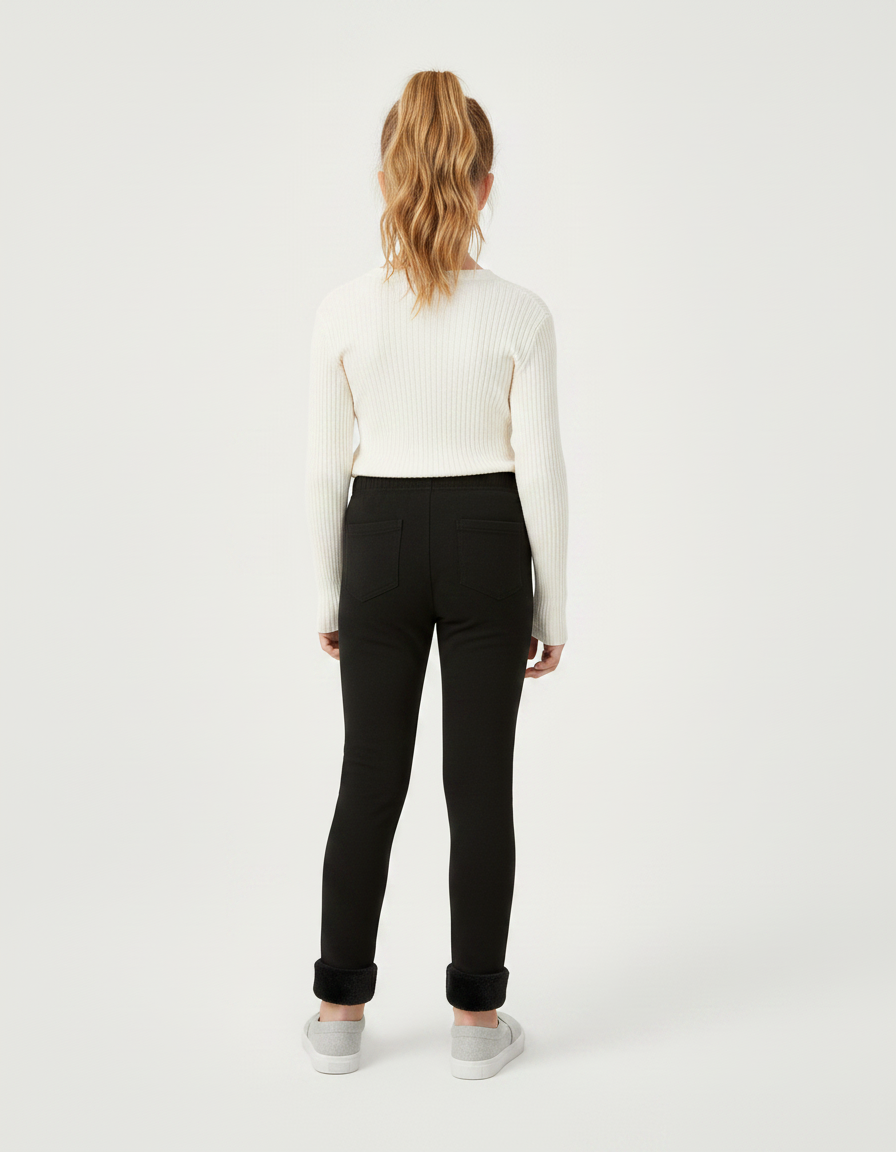 Pantalon Noir Chaud Doublé Polaire Fille - Molleton - vue 2