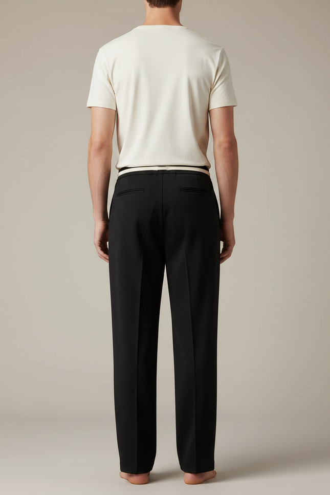 Pantalon Noir Homme Droit Décontracté Cordon Sport - Polyester - vue 2
