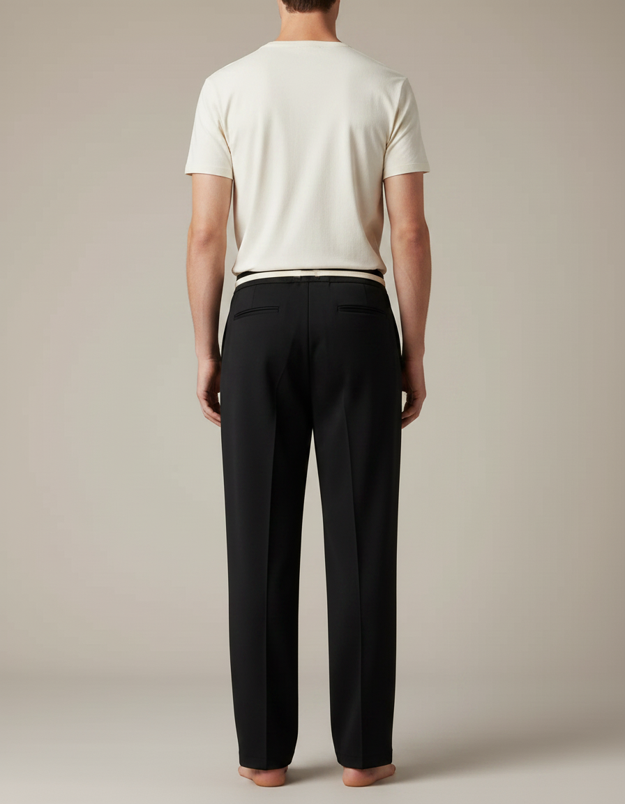 Pantalon Noir Homme Droit Décontracté Cordon Sport - Polyester - vue 2