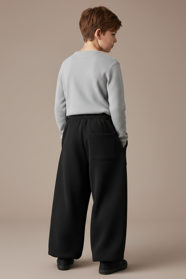 Pantalon Noir Ample Épais Molletonné Garçon Confortable - vue 2