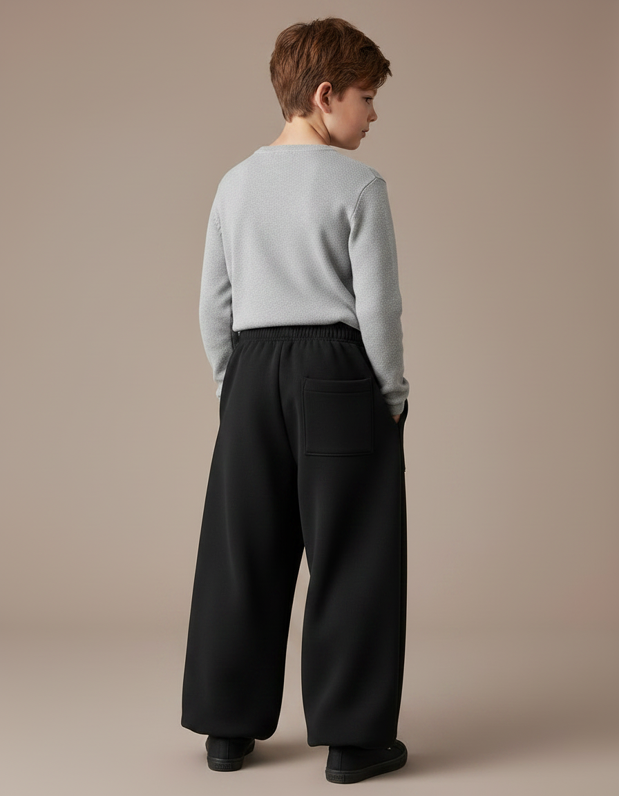 Pantalon Noir Ample Épais Molletonné Garçon Confortable - vue 2