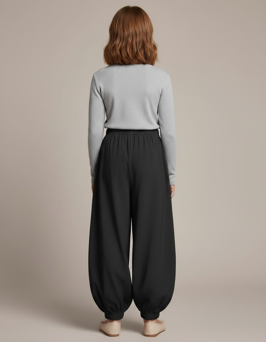 Pantalon Noir Ample Harem Fluide Enfant - Viscose - vue 2