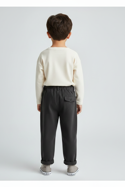 Pantalon Noir Cargo Enfant Ample Décontracté - Molleton - vue 2