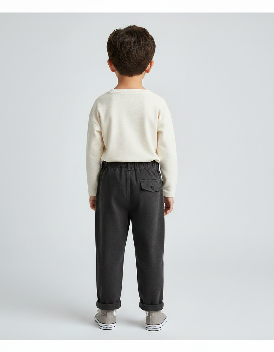 Pantalon Noir Cargo Enfant Ample Décontracté - Molleton - vue 2