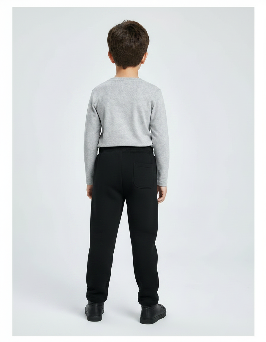 Pantalon Noir Molletonné Confortable Enfant Hiver - vue 2