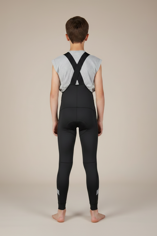 Pantalon Noir Cyclisme Enfant Bretelles Rembourré Sportif - Polyester - vue 2