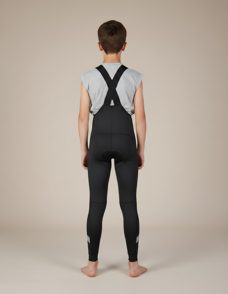 Pantalon Noir Cyclisme Enfant Bretelles Rembourré Sportif - Polyester - vue 2