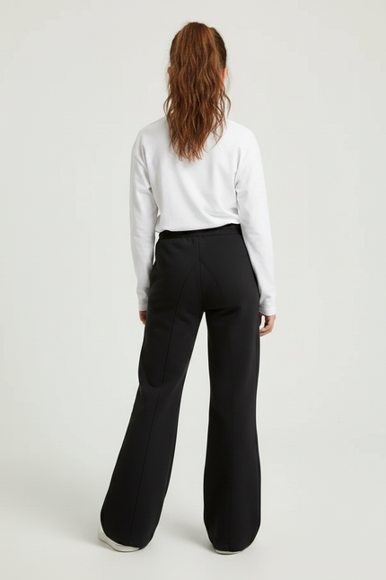 Pantalon Noir Ample Confortable Évasé Fille - Molleton - vue 2