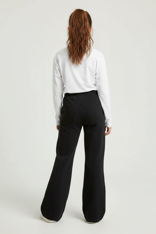 Pantalon Noir Ample Confortable Évasé Fille - Molleton - vue 2