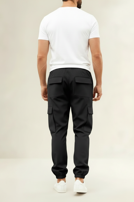 Pantalon Noir Cargo Homme Jogging Décontracté Coton - Polyester - vue 2