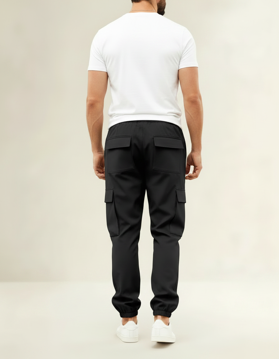 Pantalon Noir Cargo Homme Jogging Décontracté Coton - Polyester - vue 2