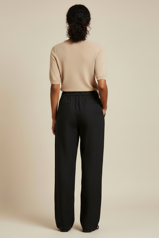 Pantalon Noir En Toile Femme - vue 2