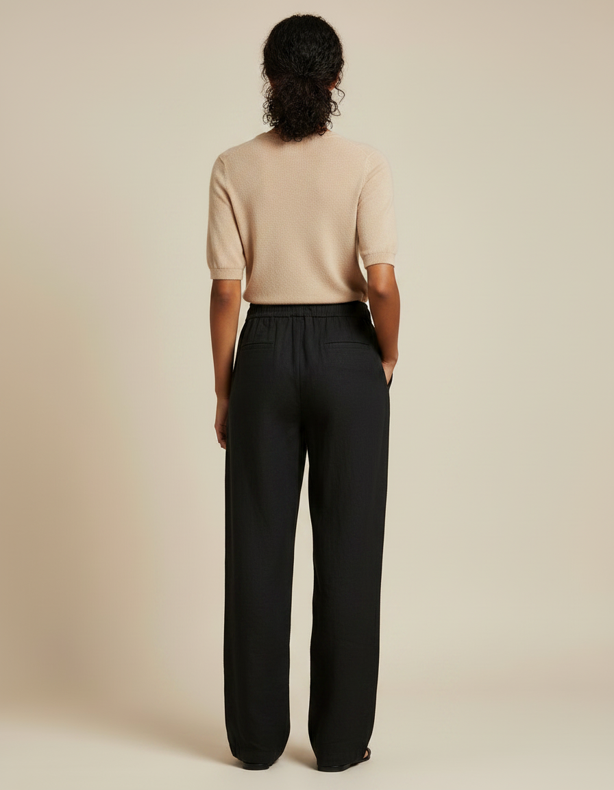 Pantalon Noir En Toile Femme - vue 2