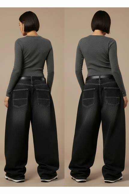 Pantalon Taille Basse Noir Femme - Jean - vue 2
