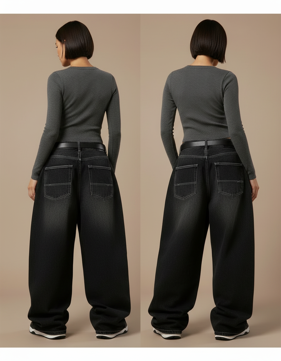 Pantalon Taille Basse Noir Femme - Jean - vue 2