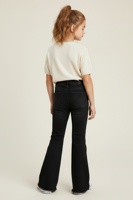 Pantalon Noir Évasé Déchiré Fille Confortable - Jean - vue 2