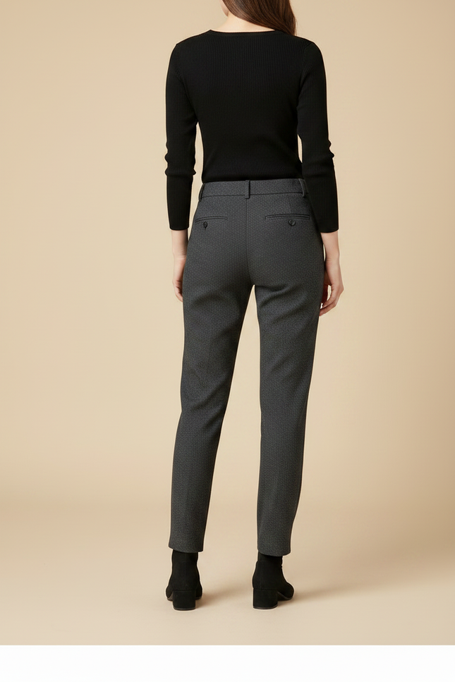 Pantalon Noir Tissé Coupe Droite Élégant - Gris Laine - vue 2