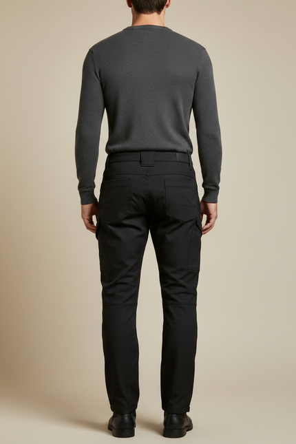 Pantalon Noir Cargo Technique Ajusté Homme - Polyester - vue 2