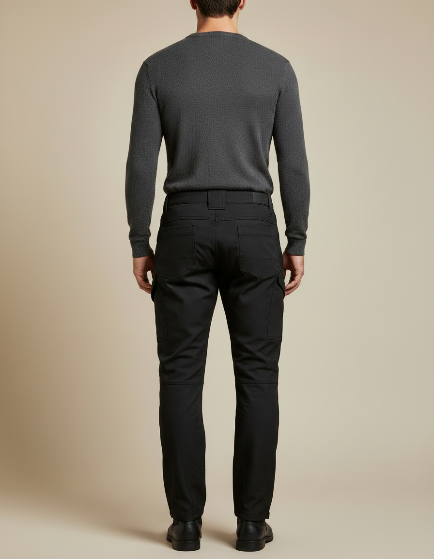 Pantalon Noir Cargo Technique Ajusté Homme - Polyester - vue 2
