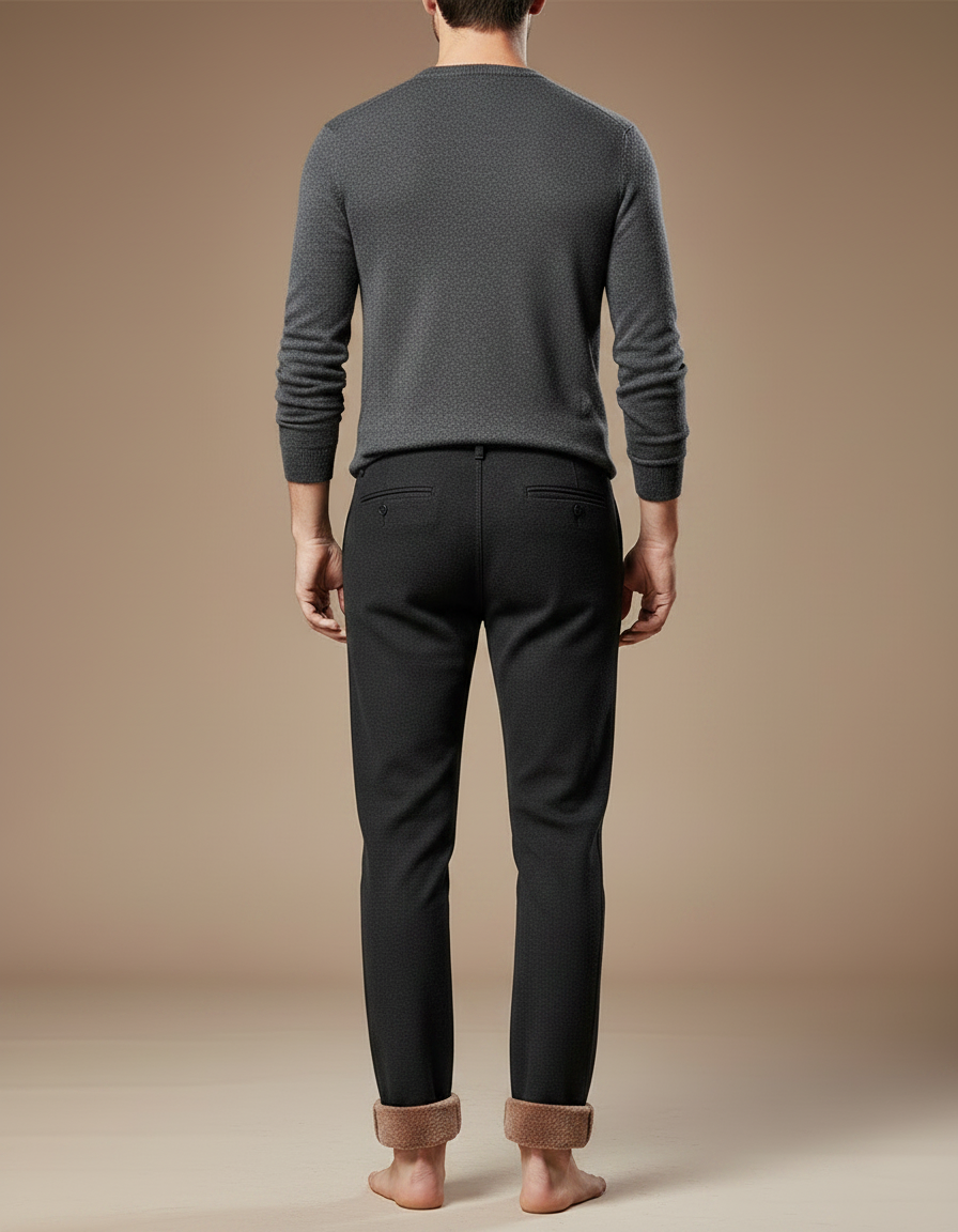 Pantalon Noir Doublé Polaire Chaud Confortable Homme - Polyester - vue 2