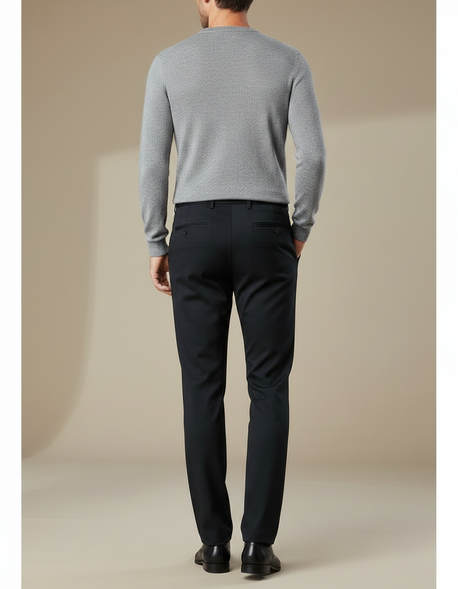 Pantalon De Tailleur Noir - Gabardine - vue 2