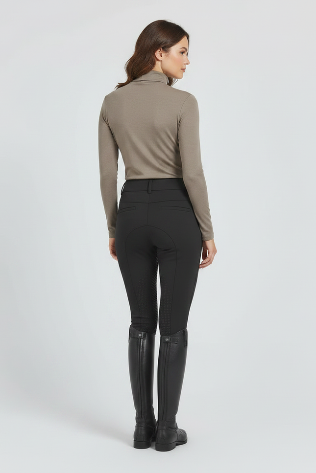 Pantalon Noir Équitation Silicone Ajusté Femme - Polyester - vue 2