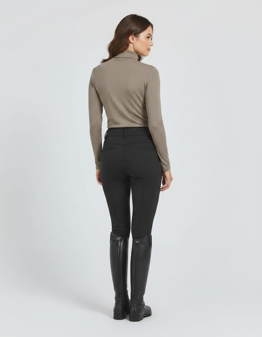 Pantalon Noir Équitation Silicone Ajusté Femme - Polyester - vue 2