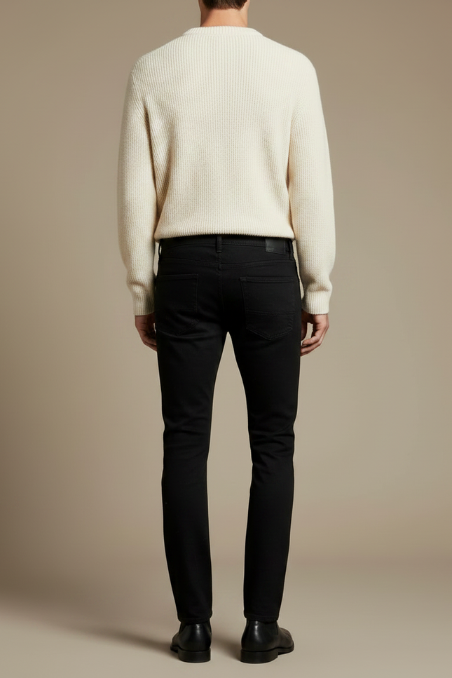 Pantalon Noir Slim Brodé Étoiles Homme Tendance - Jean - vue 2