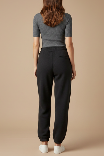 Pantalon Noir Molletonné Confortable Femme Sport - vue 2