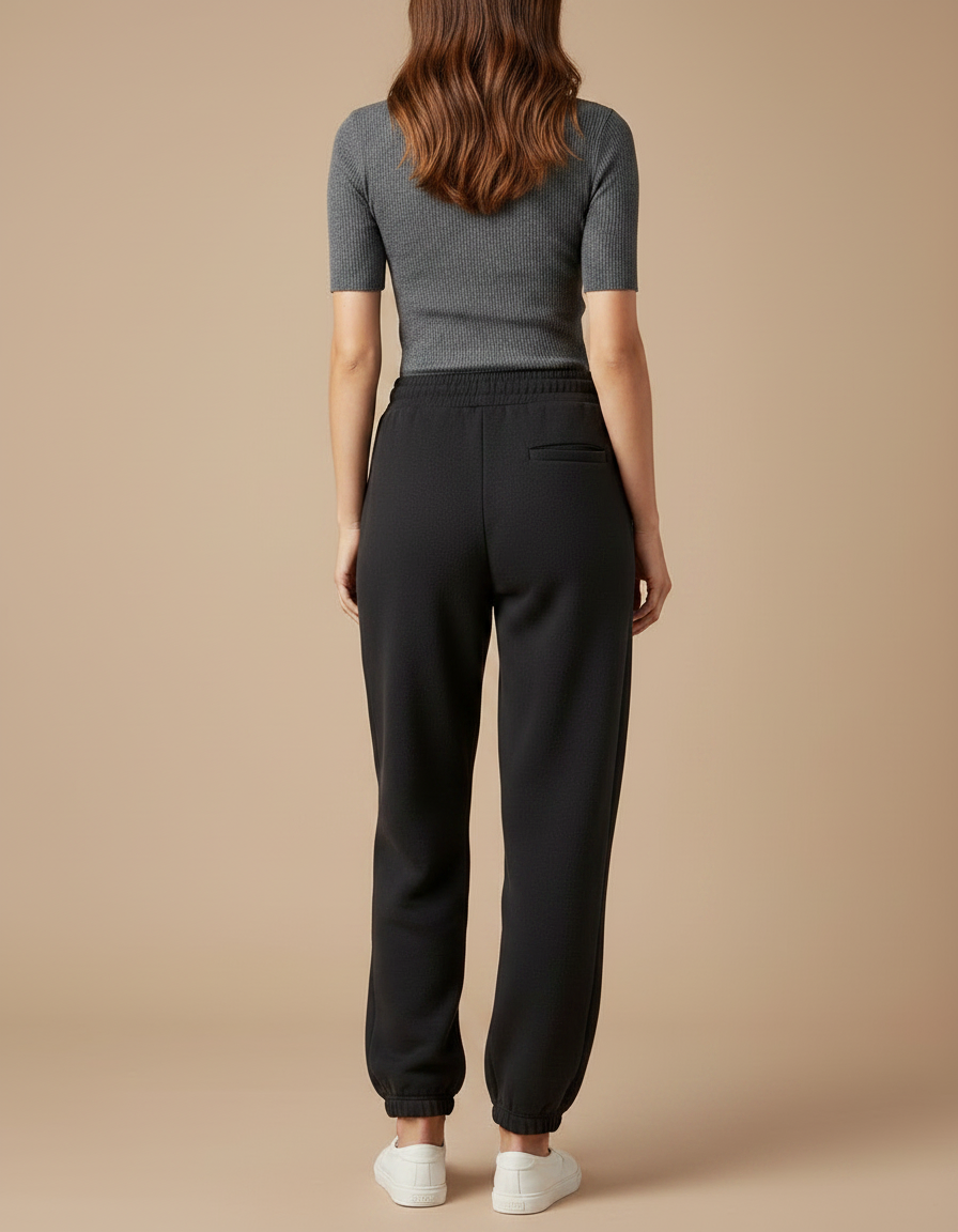 Pantalon Noir Molletonné Confortable Femme Sport - vue 2
