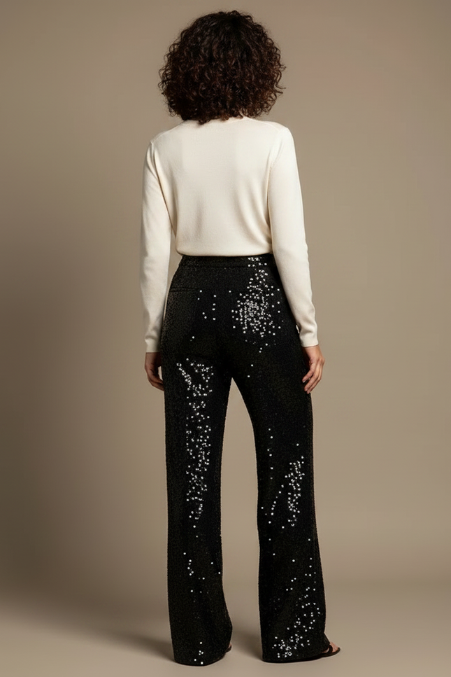 Pantalon Noir Paillettes - Polyester - vue 2