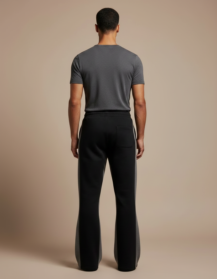 Pantalon Noir Évasé Imprimé Croix Y2K Homme - Molleton - vue 2