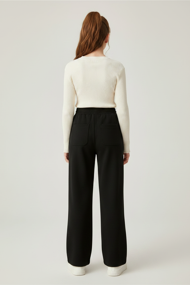 Pantalon Noir Large Décontracté Chaud Enfant - Molleton - vue 2