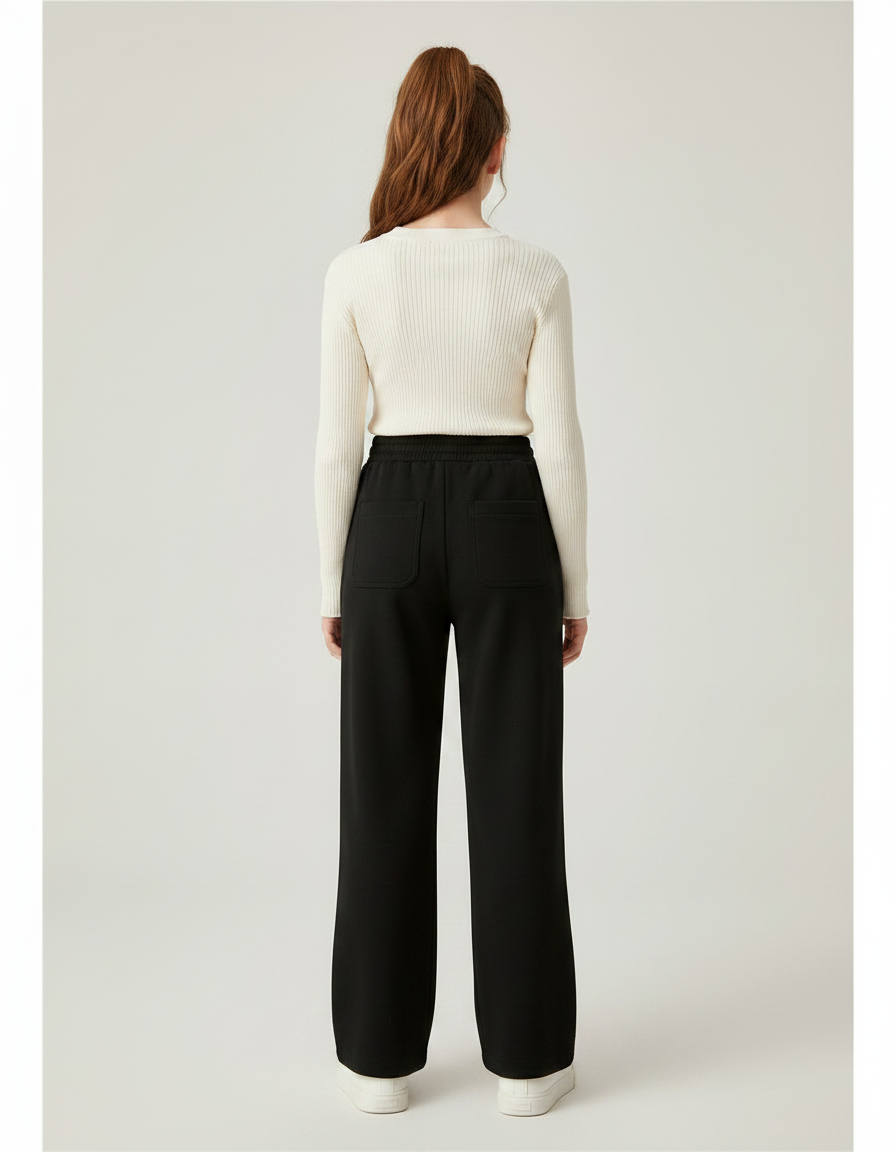 Pantalon Noir Large Décontracté Chaud Enfant - Molleton - vue 2