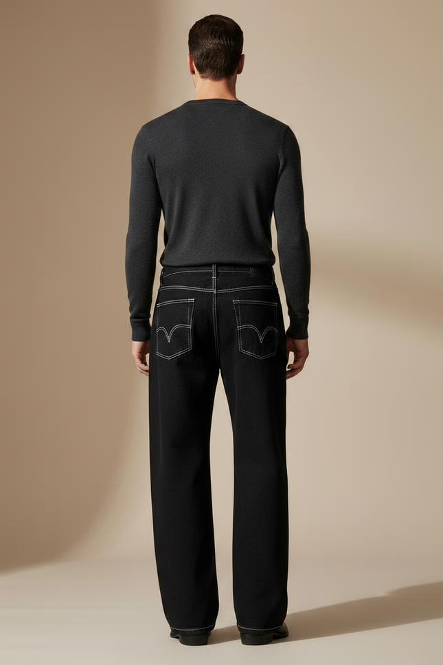 Pantalon Noir Denim Ample Tribal Décontracté - Jean - vue 2