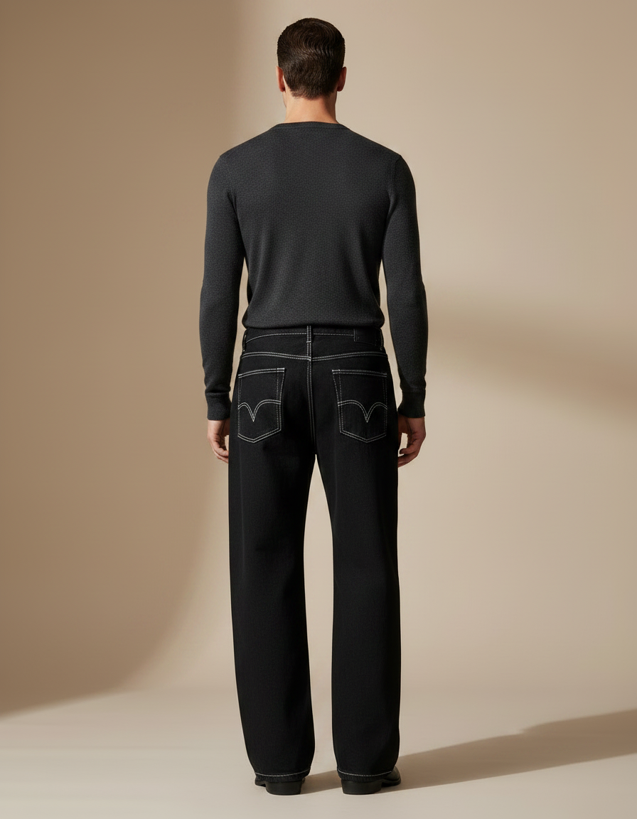 Pantalon Noir Denim Ample Tribal Décontracté - Jean - vue 2