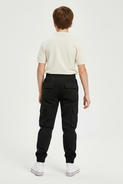 Pantalon Noir Cargo Jogging Décontracté Enfant - Coton - vue 2