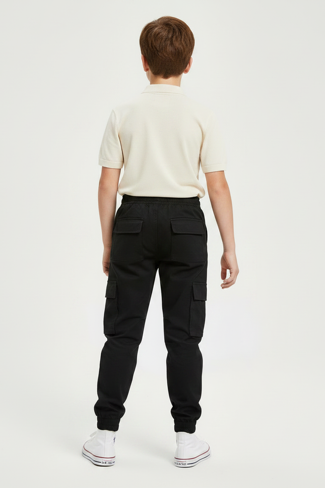 Pantalon Noir Cargo Jogging Décontracté Enfant - Coton - vue 2