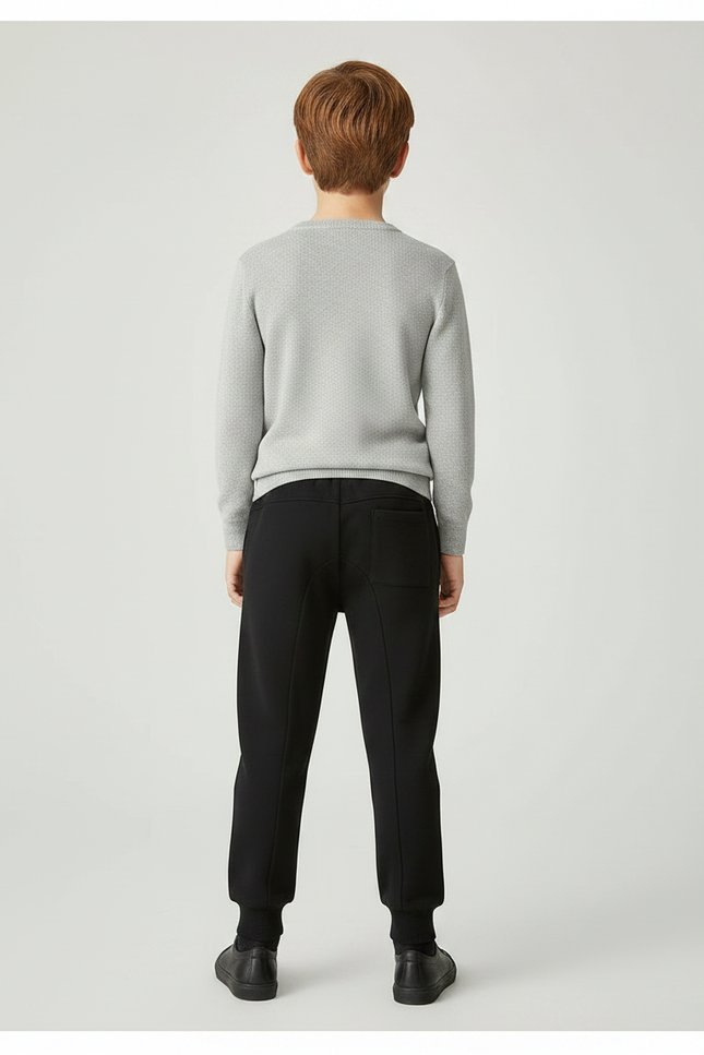 Pantalon Noir Molletonné Cordon Décontracté Enfant - vue 2