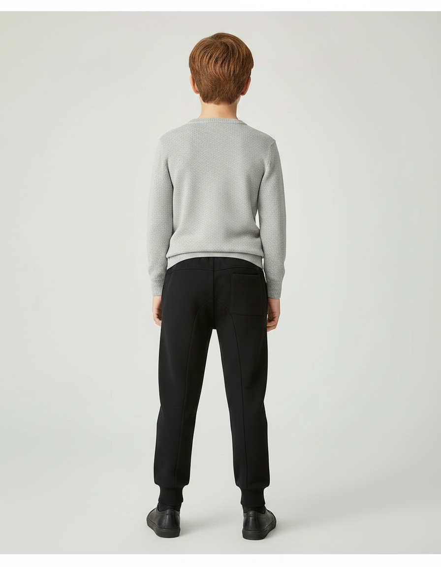 Pantalon Noir Molletonné Cordon Décontracté Enfant - vue 2