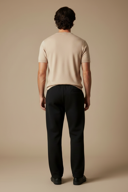 Pantalon Noir Brodé Ample Décontracté Sportif Homme - Molleton - vue 2