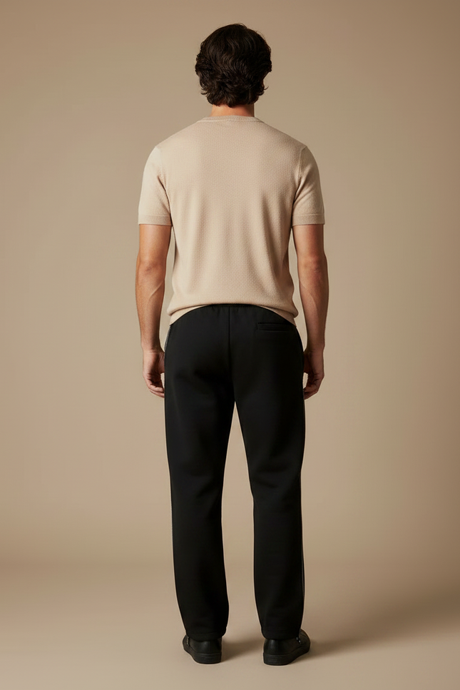 Pantalon Noir Brodé Ample Décontracté Sportif Homme - Molleton - vue 2