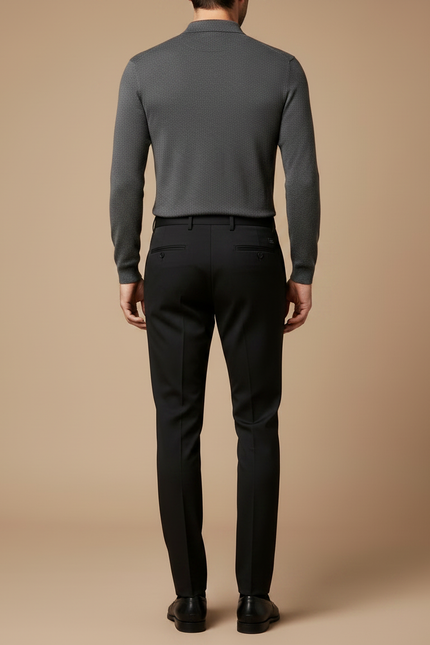 Pantalon Noir Homme Ajusté Droit Élégant Business - Polyester - vue 2