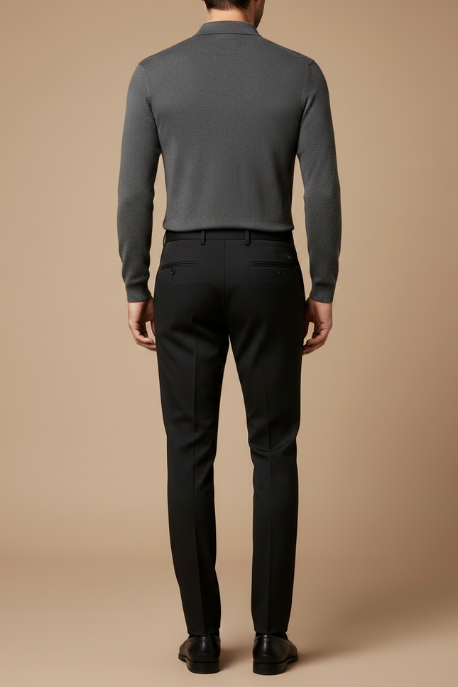 Pantalon Noir Homme Ajusté Droit Élégant Business - Polyester - vue 2
