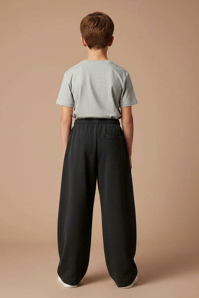 Pantalon Noir Ample Élastique Molletonné Enfant Confortable - vue 2
